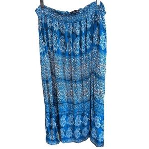 Blue paisley maxi skirt ANGIE boho hippie elastic waist